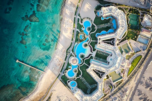 Spot Mediterranean Luxury Resorts Overlooking Turquoise Sea
